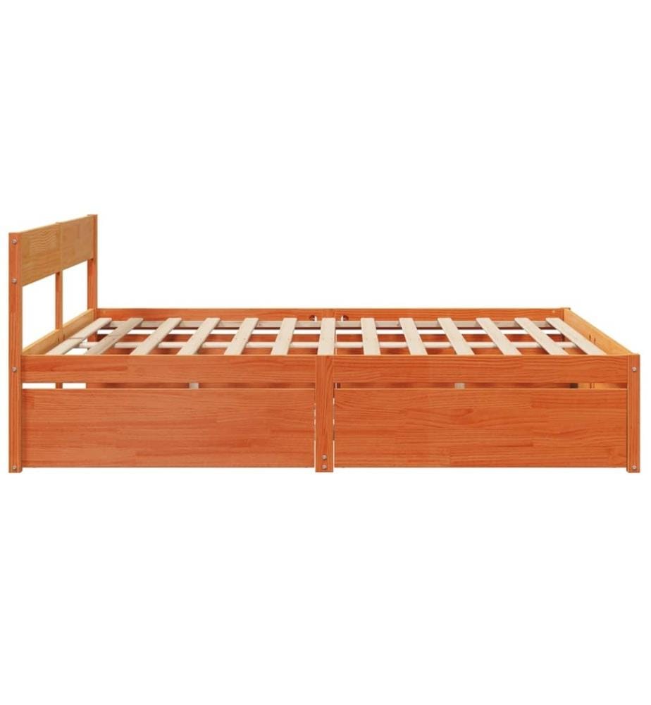 Cadre de lit avec tiroirs cire marron 180x200cm bois pin massif