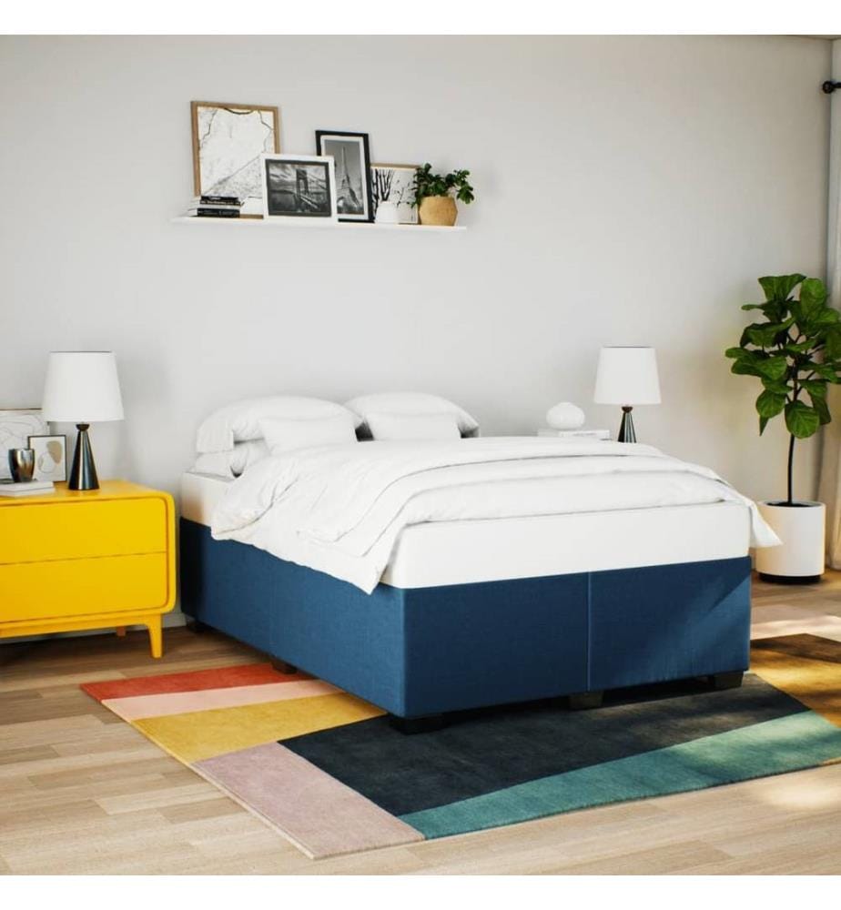 Boxspringbett mit Matratze Blau 160x200 cm Stoff