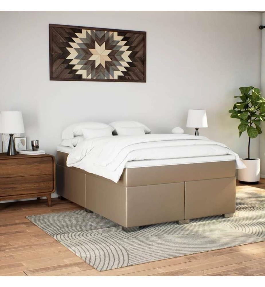 Boxspringbett Matratze Cappuccino-Braun 140x200cm Kunstleder