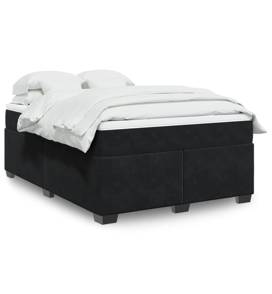 Boxspringbett mit Matratze Schwarz 140x200 cm Samt