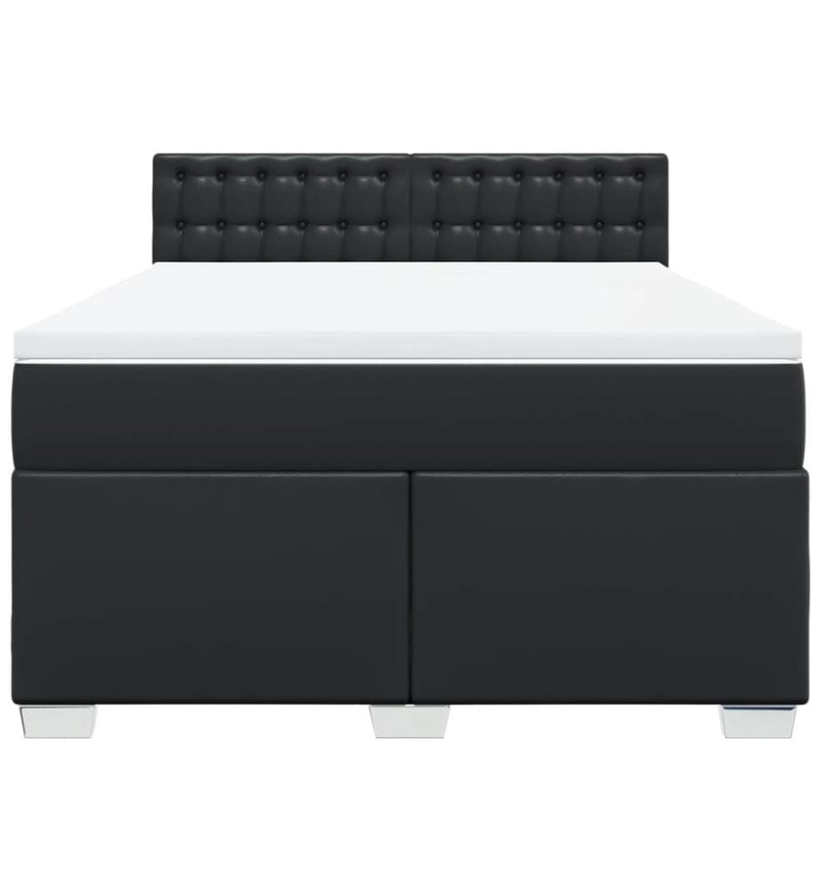 Boxspringbett mit Matratze Schwarz 140x190 cm Kunstleder