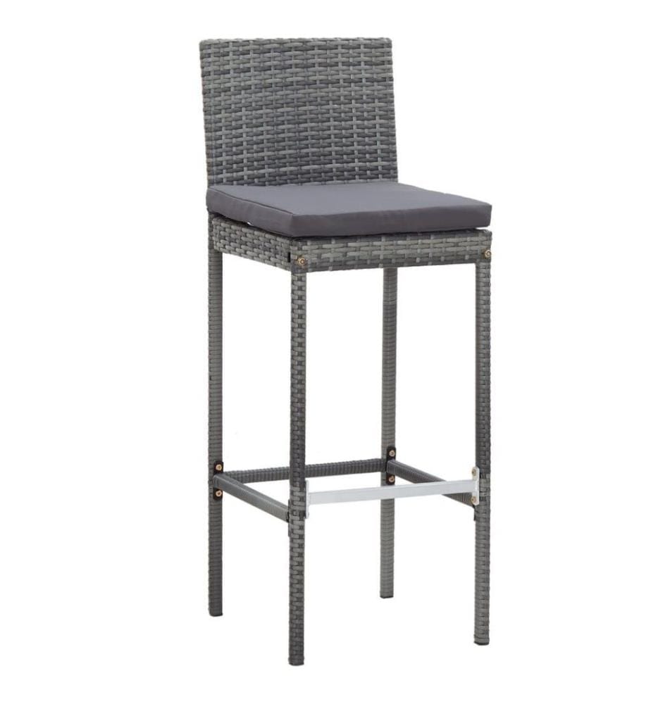 9-tlg. Garten-Bar-Set Poly Rattan und Akazienholz Grau