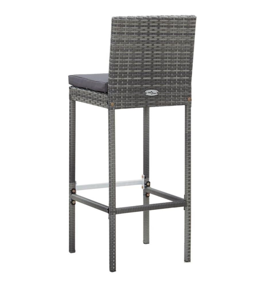9-tlg. Garten-Bar-Set Poly Rattan und Akazienholz Grau