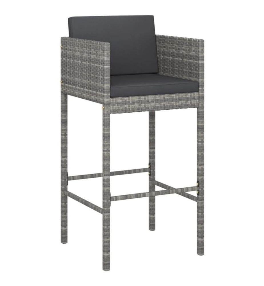 5-tlg. Gartenbar-Set mit Kissen Poly Rattan Grau