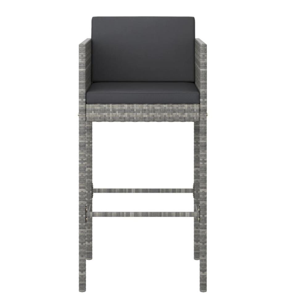5-tlg. Gartenbar-Set mit Kissen Poly Rattan Grau