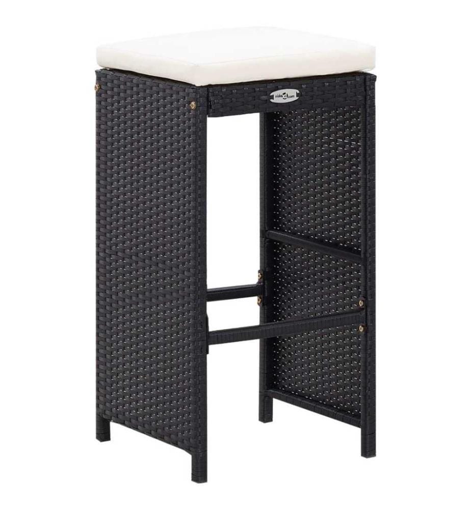 9-tlg. Gartenbar-Set Poly Rattan Schwarz