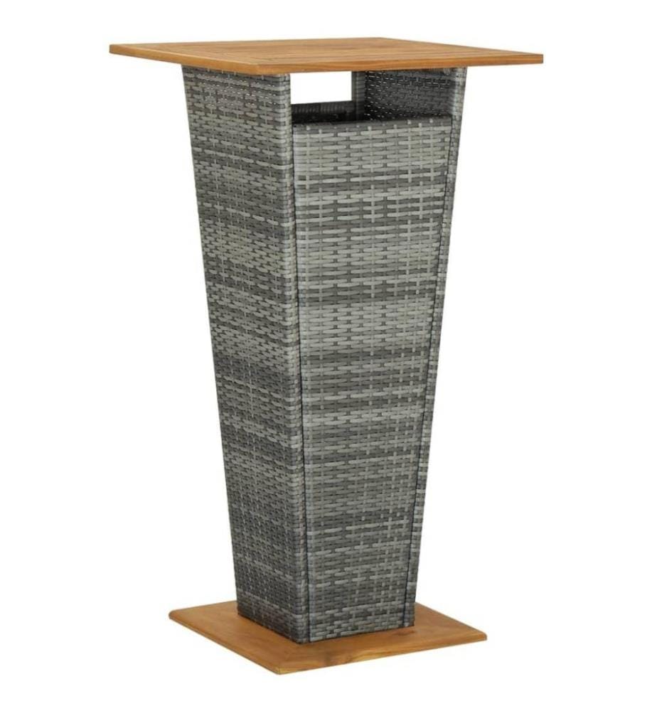 3-tlg. Gartenbar-Set mit Kissen Poly Rattan Grau