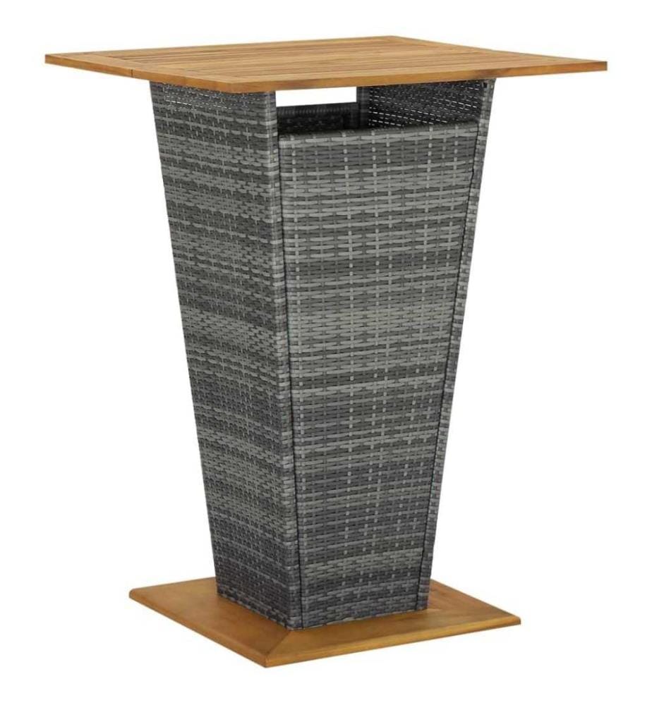 9-tlg. Gartenbar-Set mit Kissen Poly Rattan Grau