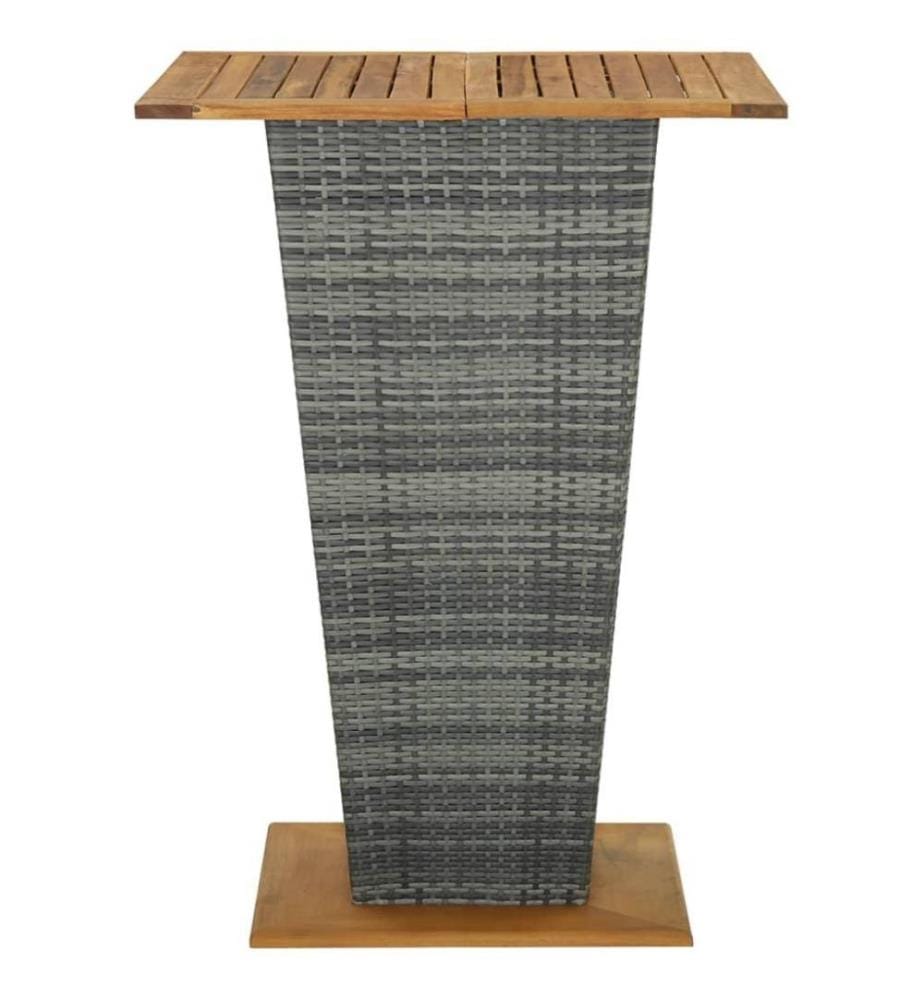 9-tlg. Gartenbar-Set mit Kissen Poly Rattan Grau
