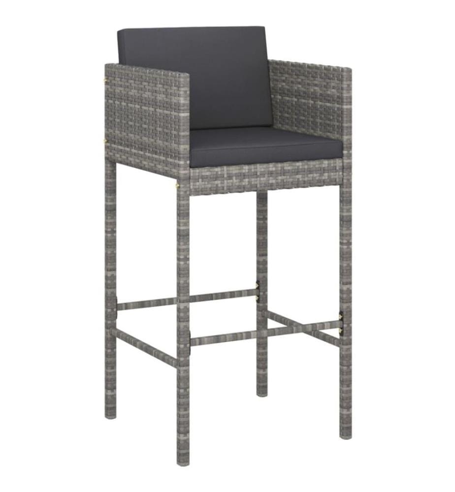 5-tlg. Gartenbar-Set mit Kissen Poly Rattan Grau