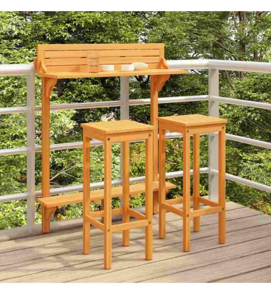 3-tlg. Balkon-Bar-Set Massivholz Akazie