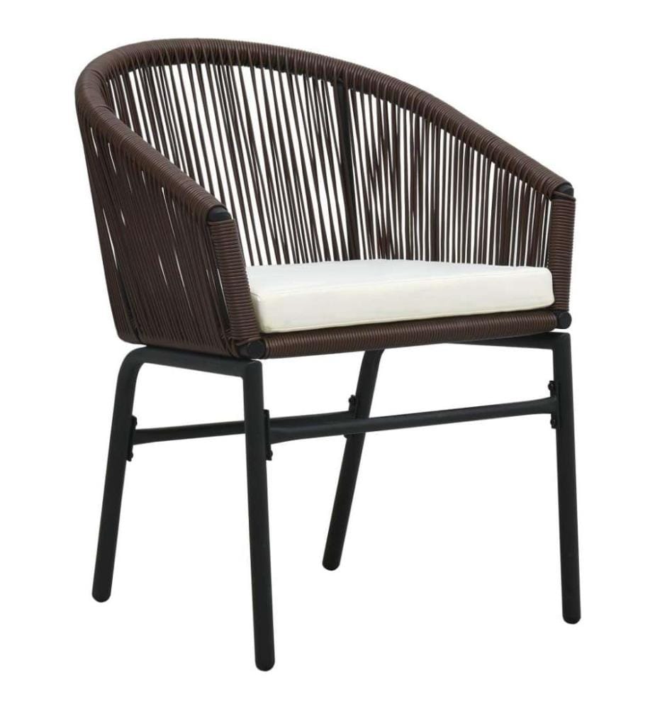 3-tlg. Bistro-Set mit Kissen PE-Rattan Braun