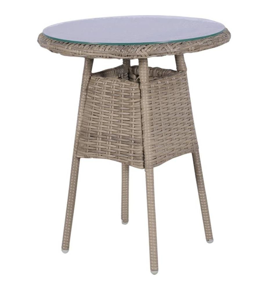 3-tlg. Bistro-Set mit Kissen Poly Rattan Braun