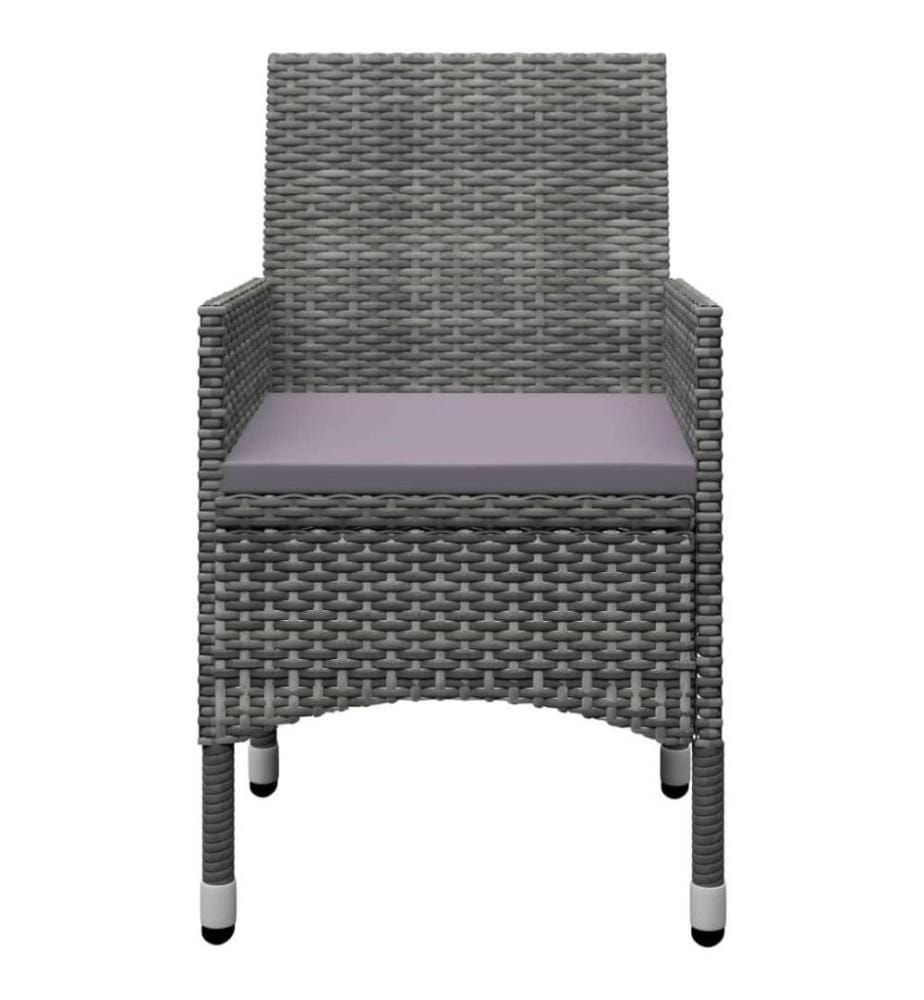 3-tlg. Bistro-Set Poly Rattan und Hartglas Grau