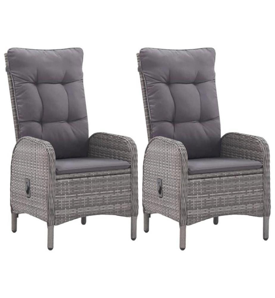 3-tlg. Bistro-Set Poly Rattan und Akazienholz Grau