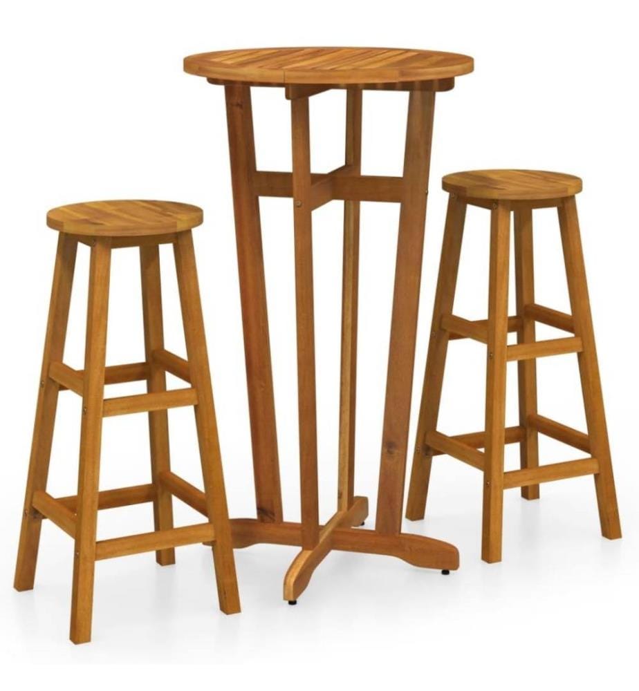 Ensemble de bar 3 pcs Bois d'acacia solide