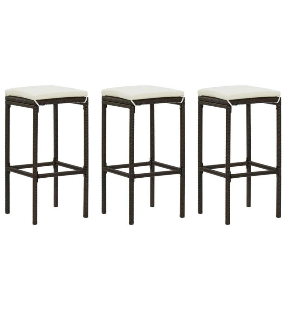 Ensemble de bar de jardin avec coussins 4 pcs Marron