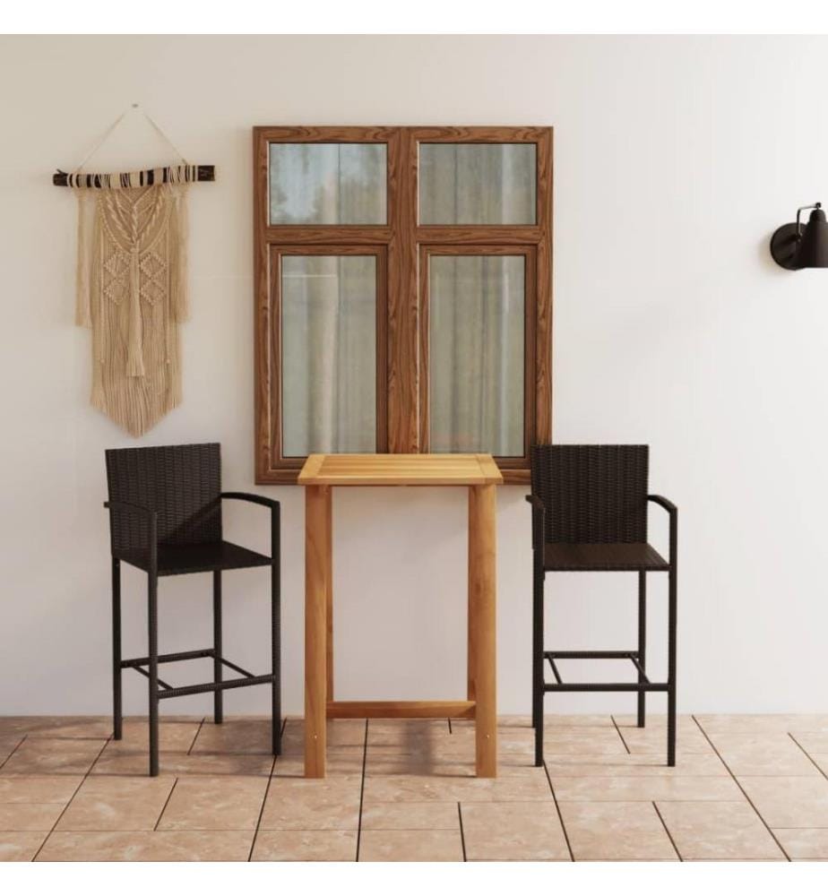 3-tlg. Gartenbar-Set Braun