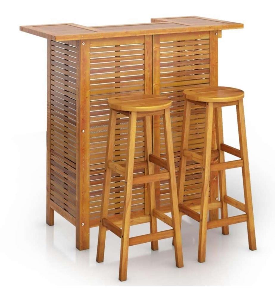 Ensemble de bar de jardin 3 pcs Bois d'acacia solide