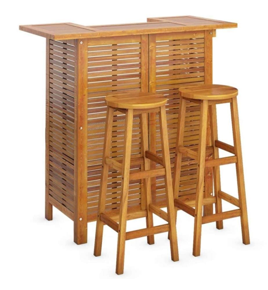 Ensemble de bar de jardin 3 pcs Bois d'acacia solide