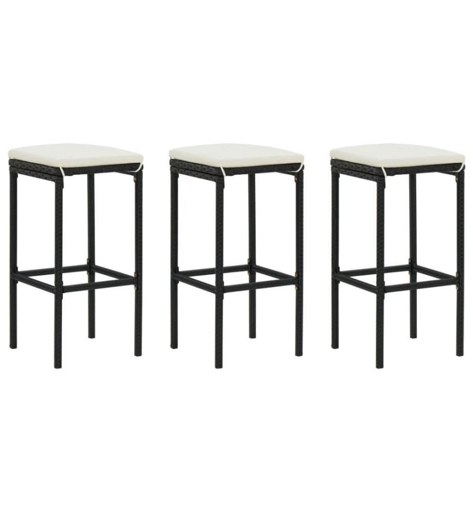 Ensemble de bar de jardin avec coussins 4 pcs Noir