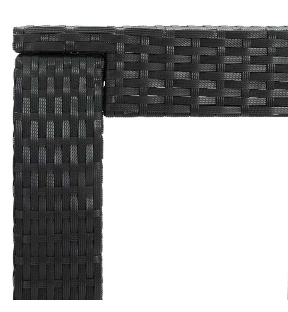3-tlg. Gartenbar-Set mit Kissen Poly Rattan Schwarz