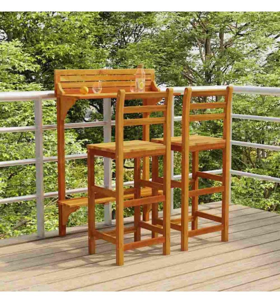 Ensemble de bar de balcon 3 pcs Bois d'acacia massif
