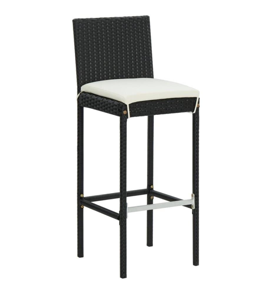 5-tlg. Gartenbar-Set mit Kissen Poly Rattan Schwarz