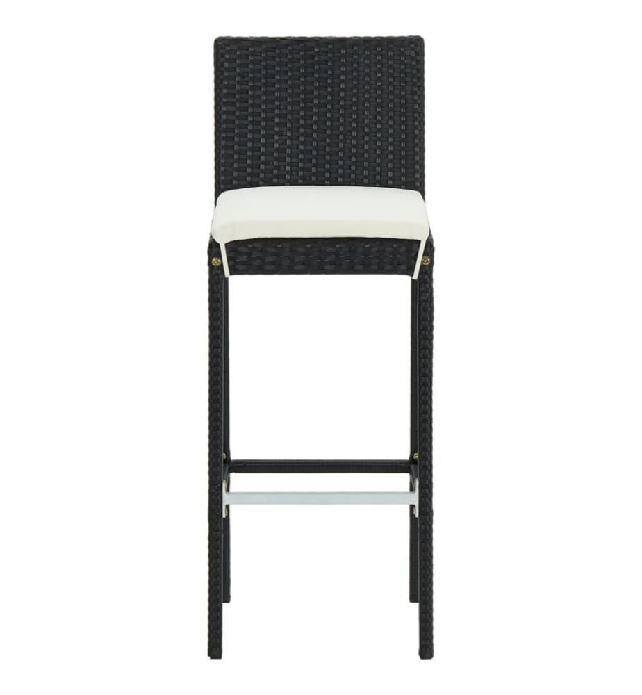 5-tlg. Gartenbar-Set mit Kissen Poly Rattan Schwarz