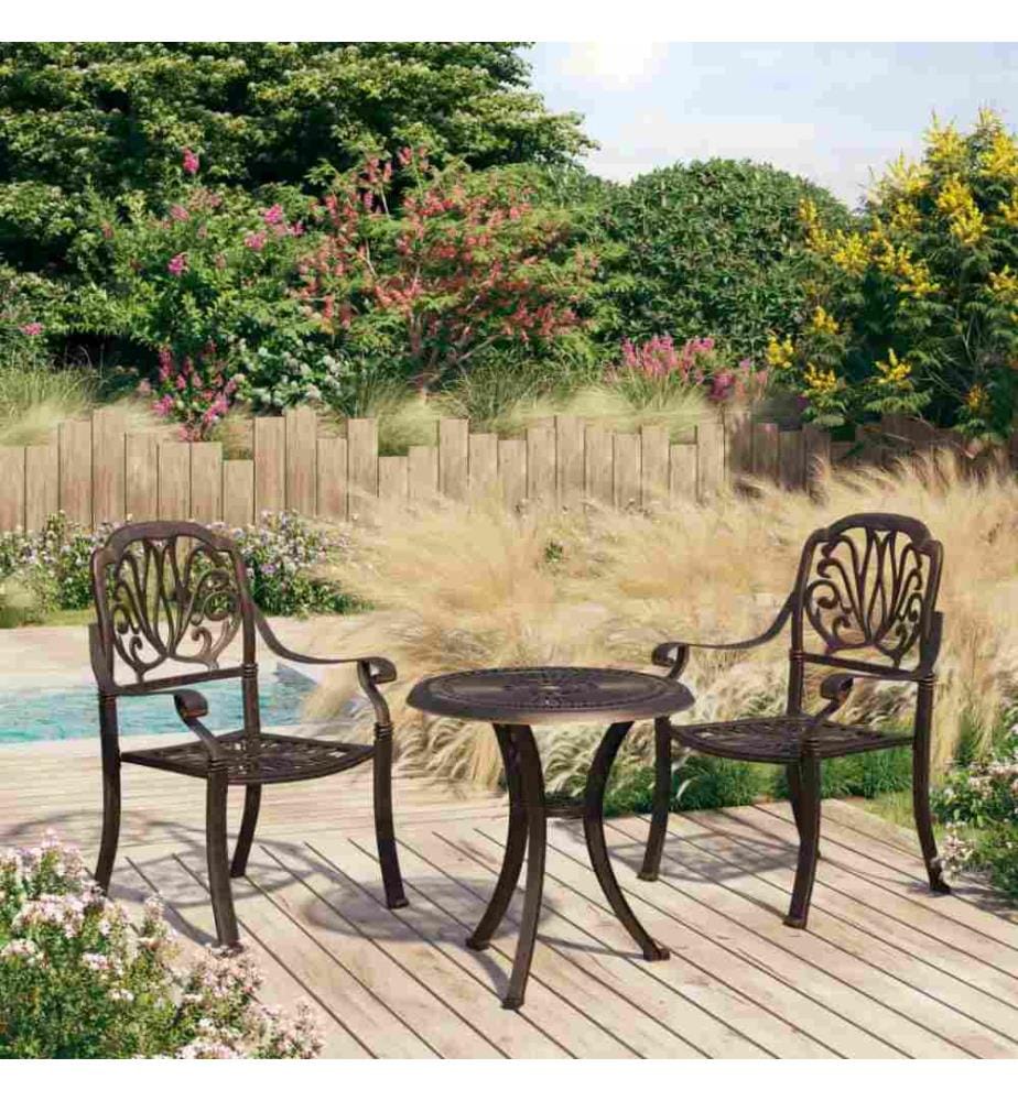 3-tlg. Bistro-Set Aluminiumguss Bronzen