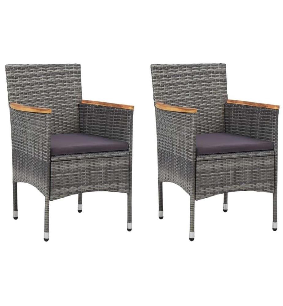 Ensemble de bistro 3 pcs Résine tressée et bois d'acacia Gris