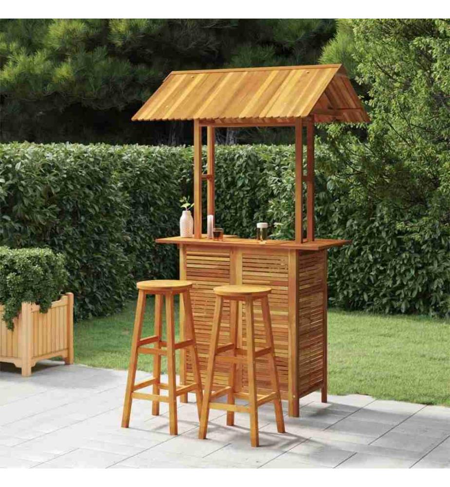 3-tlg. Gartenbar-Set Massivholz Akazie