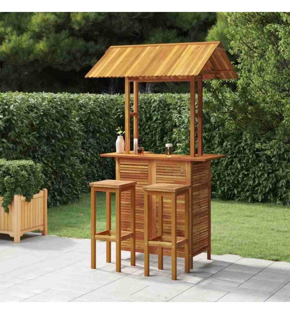 Ensemble de bar de jardin 3 pcs Bois d'acacia solide