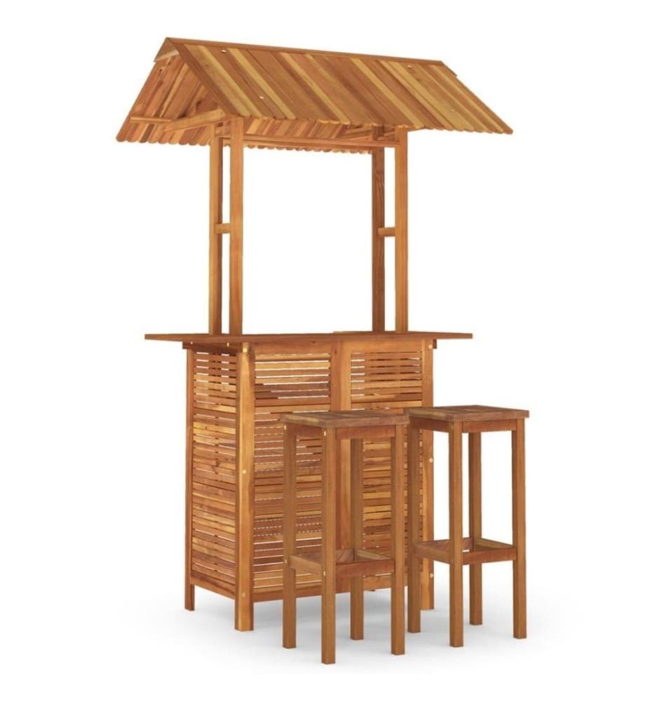 Ensemble de bar de jardin 3 pcs Bois d'acacia solide
