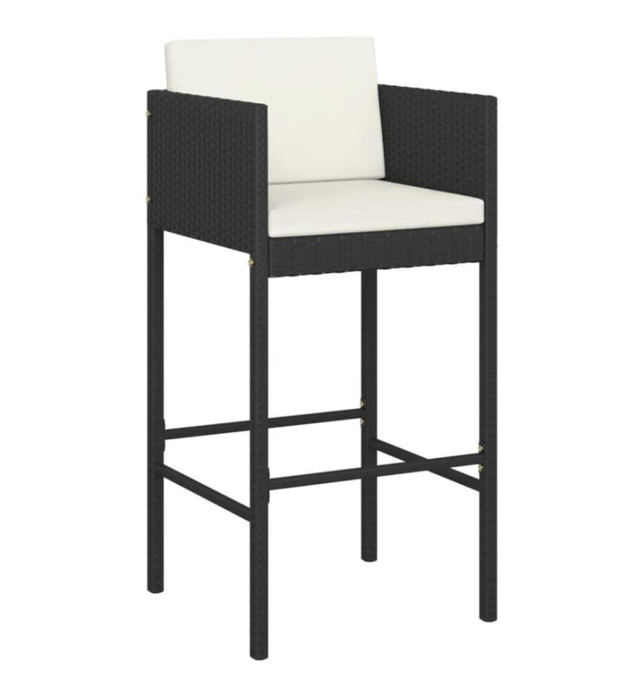 5-tlg. Gartenbar-Set mit Kissen Poly Rattan Schwarz