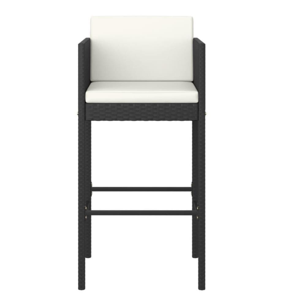 5-tlg. Gartenbar-Set mit Kissen Poly Rattan Schwarz