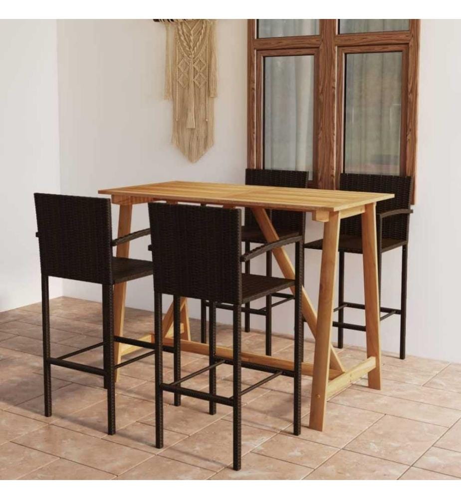5-tlg. Gartenbar-Set Braun