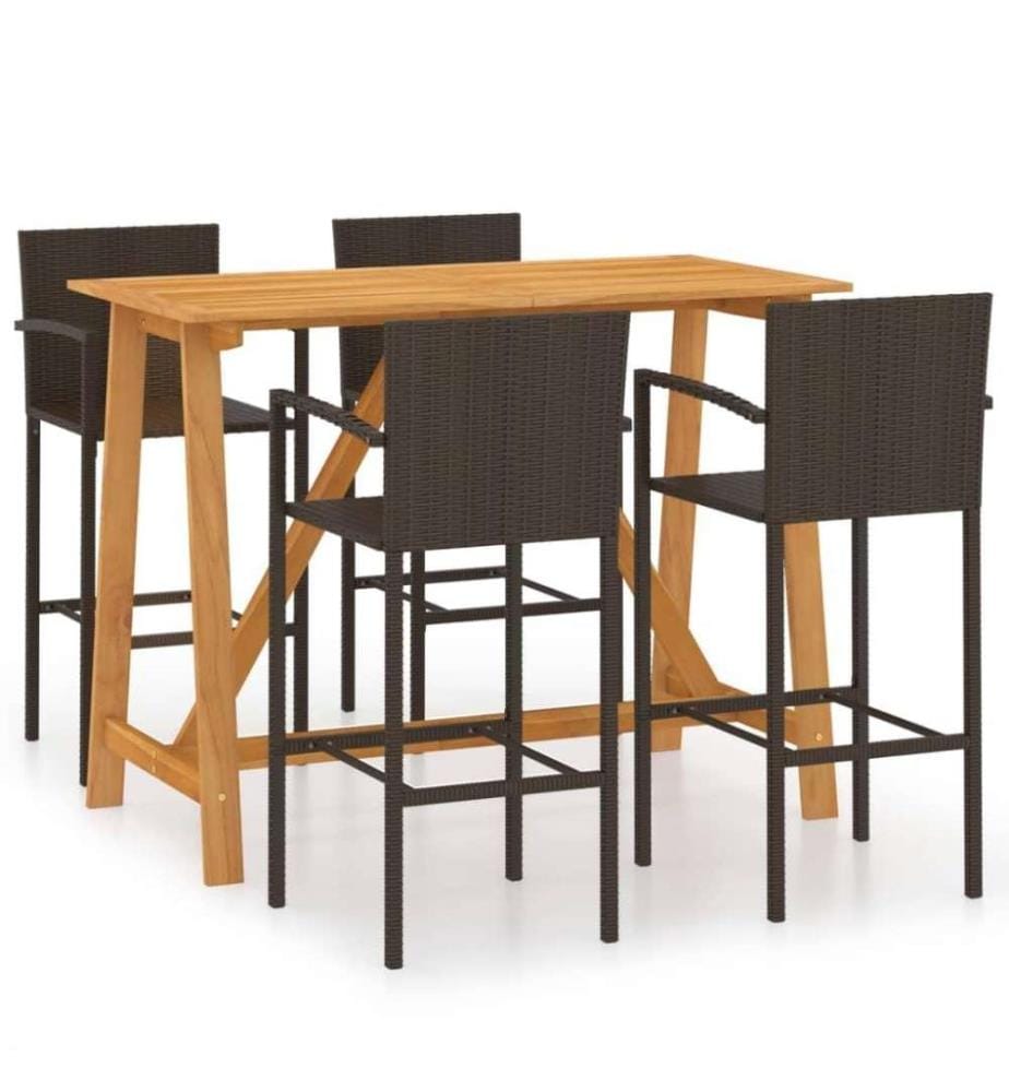5-tlg. Gartenbar-Set Braun