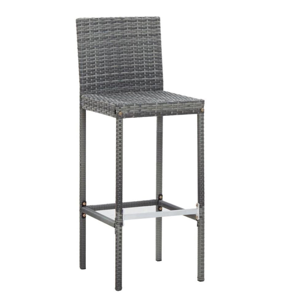 7-tlg. Gartenbar-Set mit Auflagen Poly Rattan Grau
