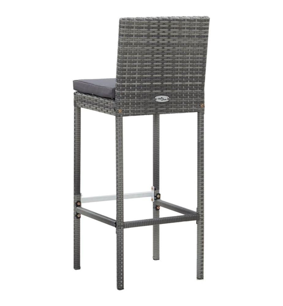 7-tlg. Gartenbar-Set mit Auflagen Poly Rattan Grau