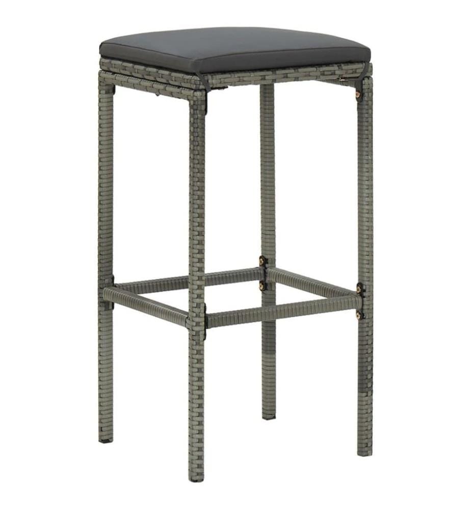 5-tlg. Gartenbar-Set mit Kissen Poly Rattan Grau