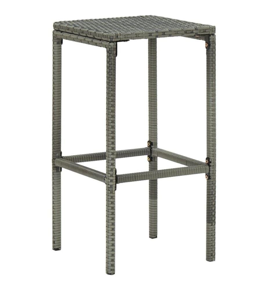 5-tlg. Gartenbar-Set mit Kissen Poly Rattan Grau