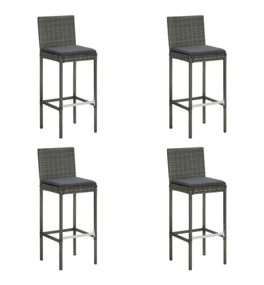 5-tlg. Gartenbar-Set mit Kissen Grau