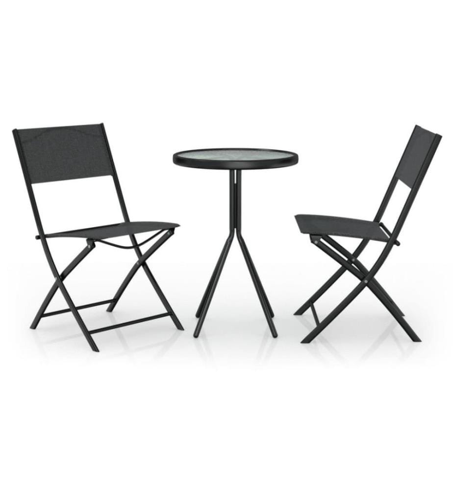 3-tlg. Bistro-Set Stahl Schwarz