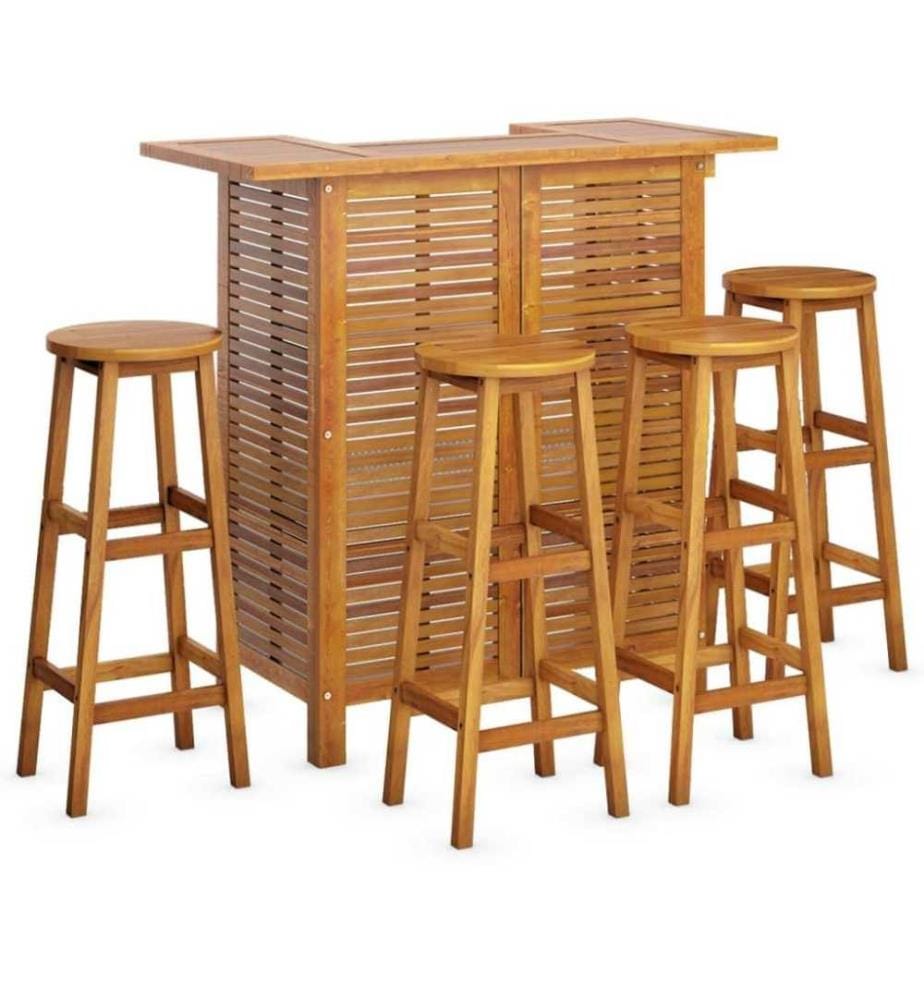 Ensemble de bar de jardin 5 pcs Bois d'acacia solide
