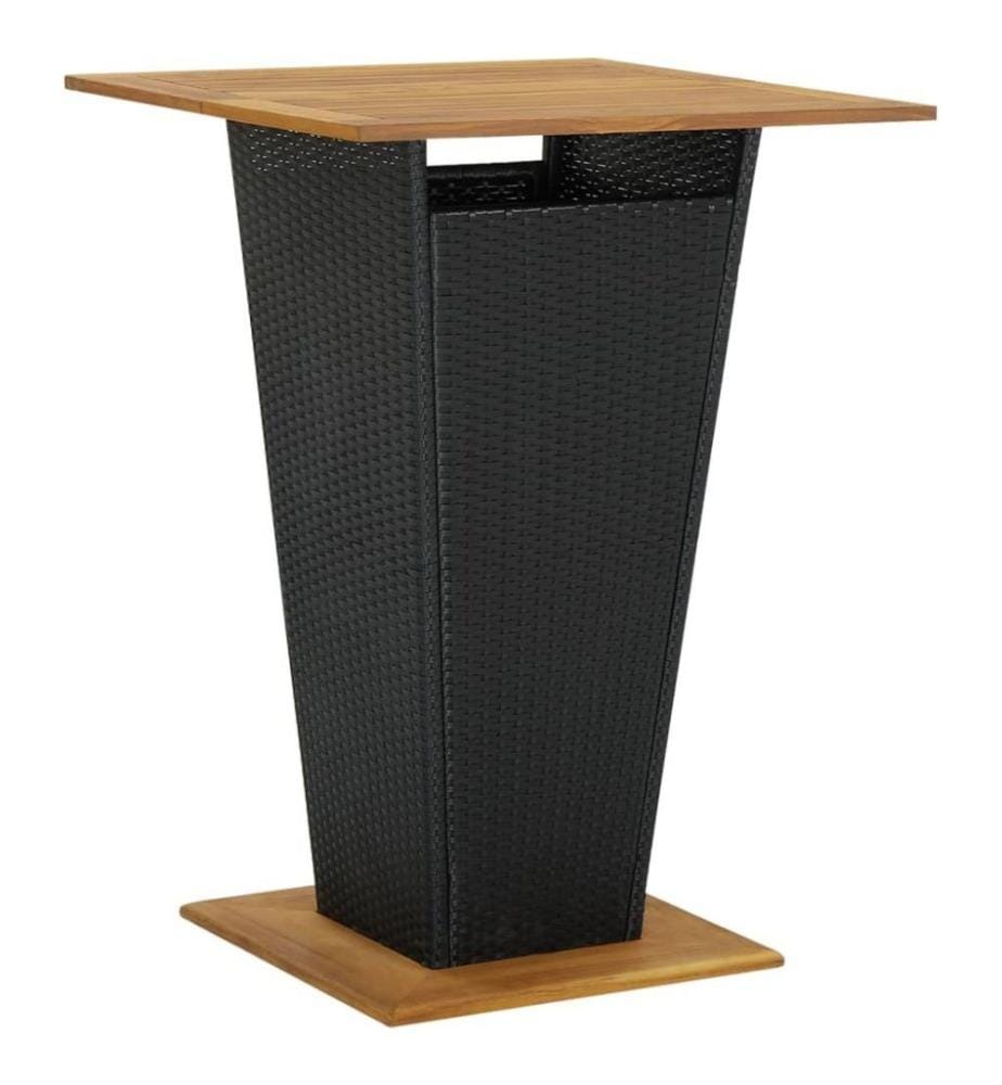 9-tlg. Gartenbar-Set mit Kissen Poly Rattan Schwarz