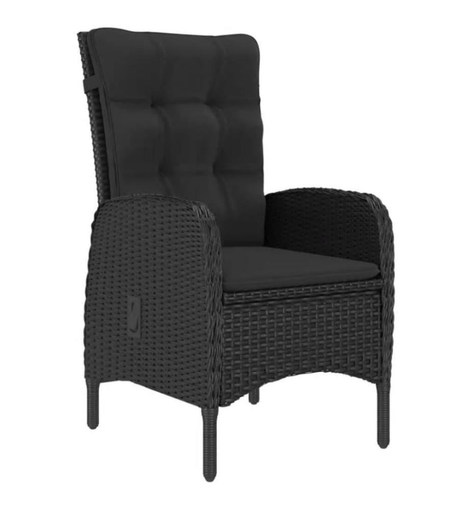 3-tlg. Bistro-Set Poly Rattan und Glas Schwarz