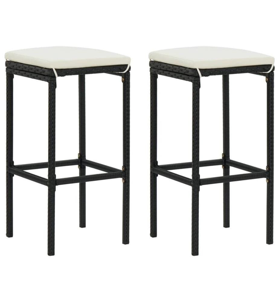Ensemble de bar de jardin avec coussins 3 pcs Noir