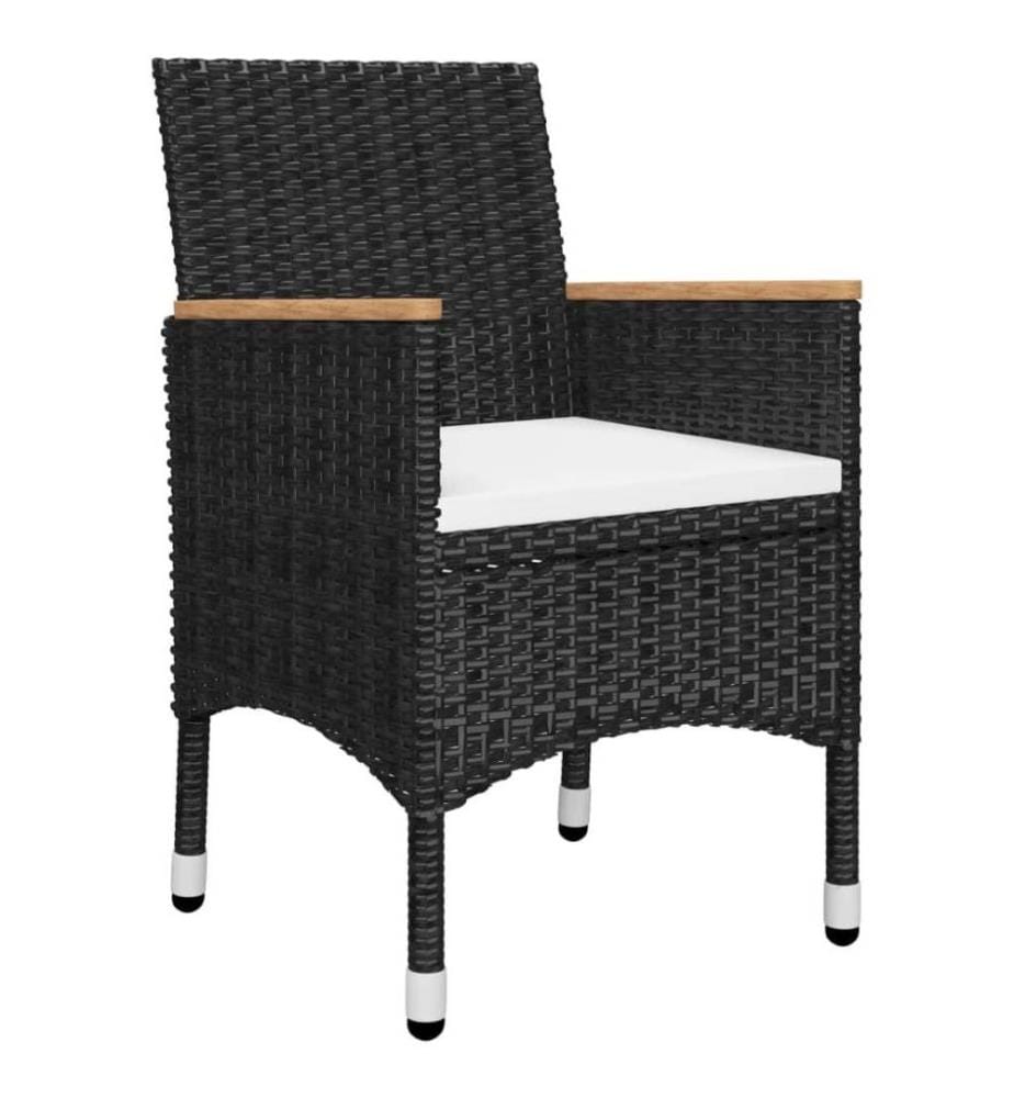3-tlg. Bistro-Set Poly Rattan und Akazienholz Schwarz