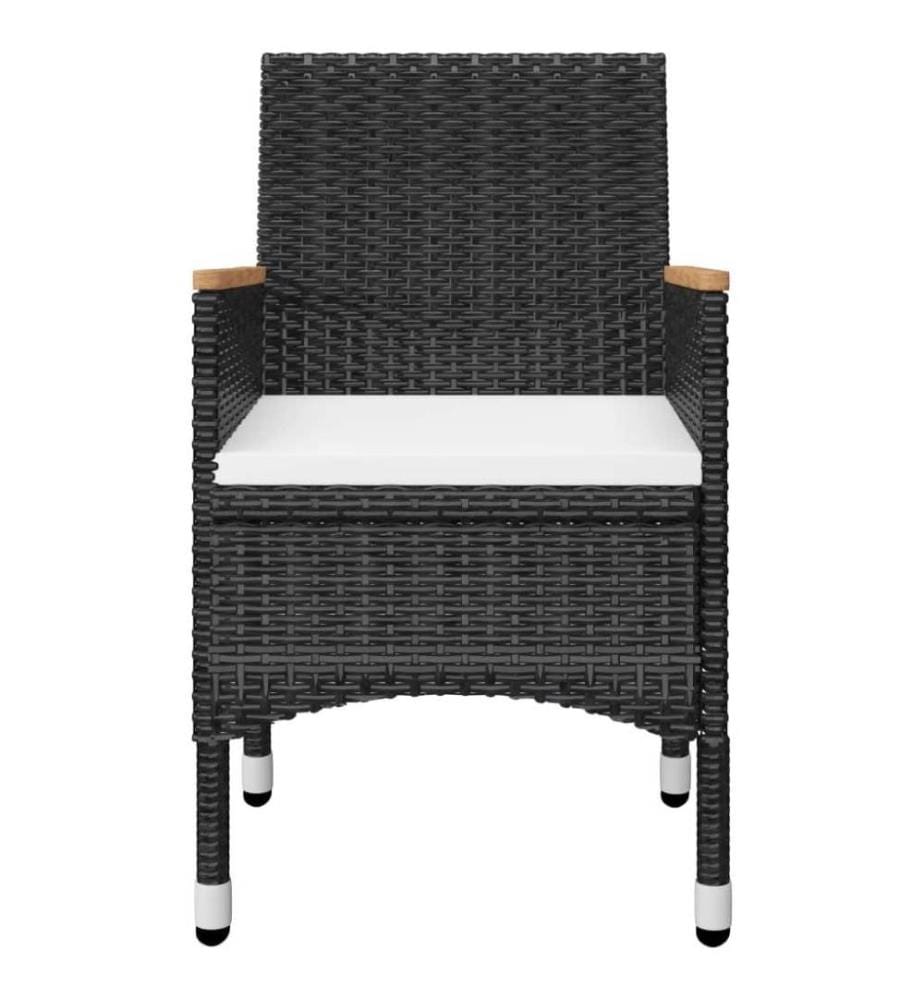 3-tlg. Bistro-Set Poly Rattan und Akazienholz Schwarz